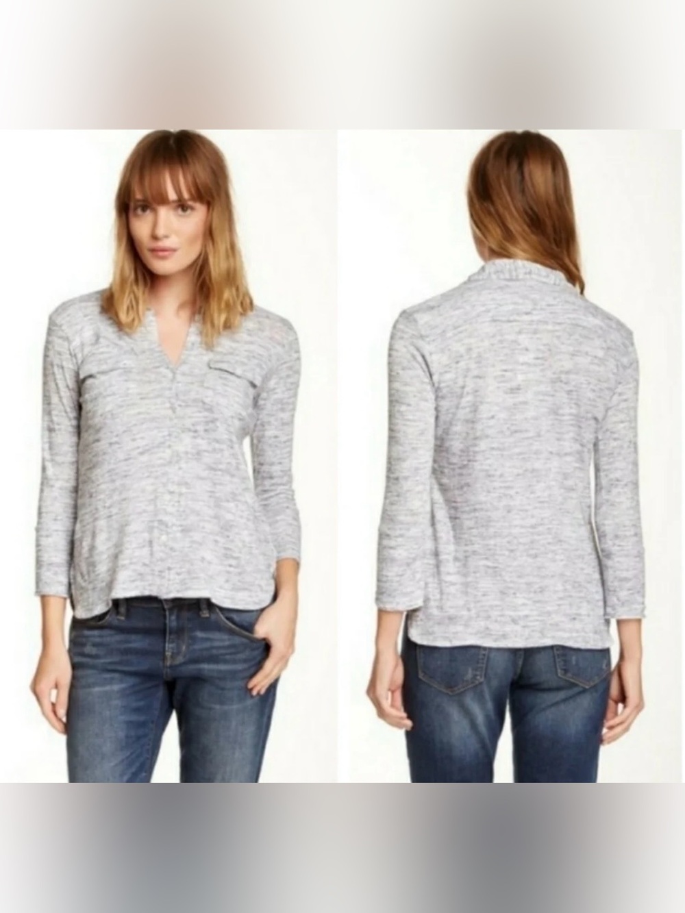 Standard James Perse | Heathered Gray Button Down Dual Chest Pockets Size Large